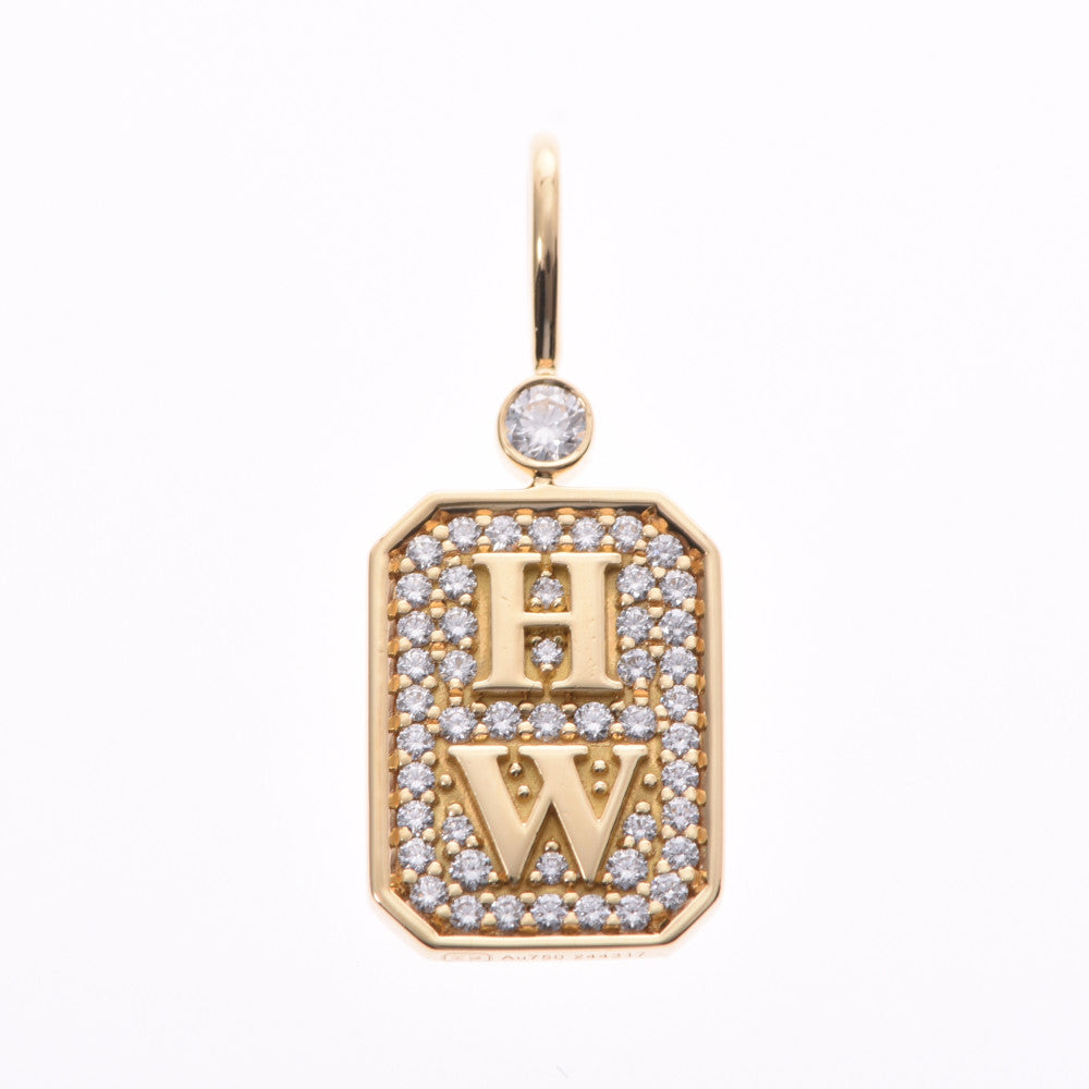 HARRY WINSTON ハリーウィンストン HWロゴ チャーム レディース K18YG/ダイヤ ペンダントトップ Aランク 中古 