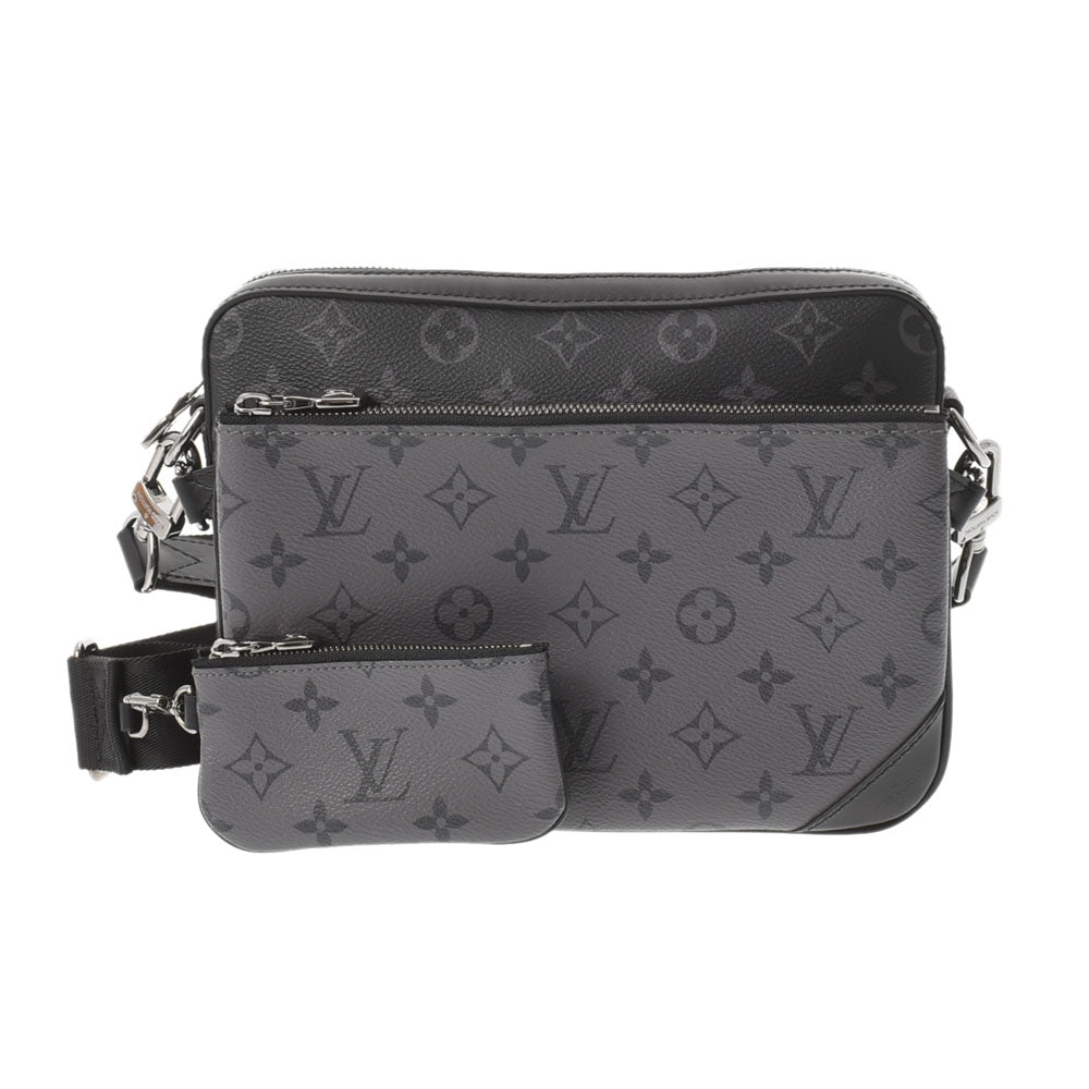 LOUIS VUITTON ルイヴィトン モノグラム エクリプス トリオメッセンジャー 黒/グレー M69443 メンズ モノグラムキャンバス ショルダーバッグ Aランク 中古 