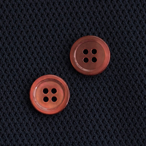 【丸型染めボタン】黒蝶貝　貝ボタン#00017 4穴15mm　C/#RED   ＊＊5個セット＊＊