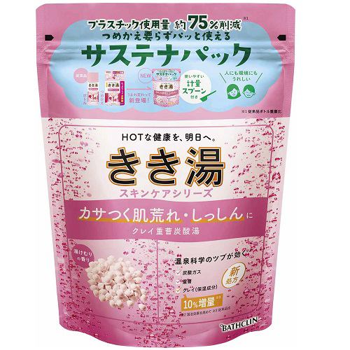 バスクリン きき湯 クレイ重曹炭酸湯 サステナパック 入浴剤 360g