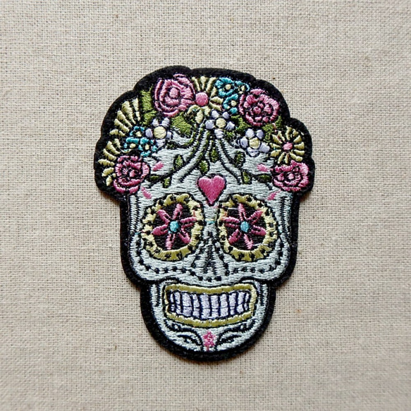 刺繍ワッペン＊ガイコツ◆ミニ