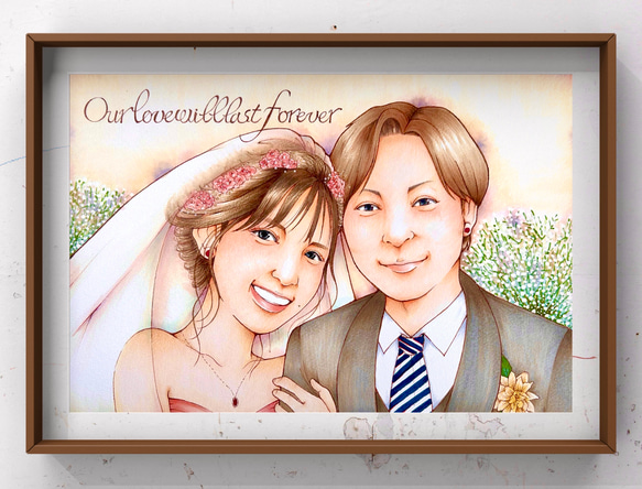 フルオーダー　ウェルカムボード　結婚式　似顔絵　にがおえ　コピック画