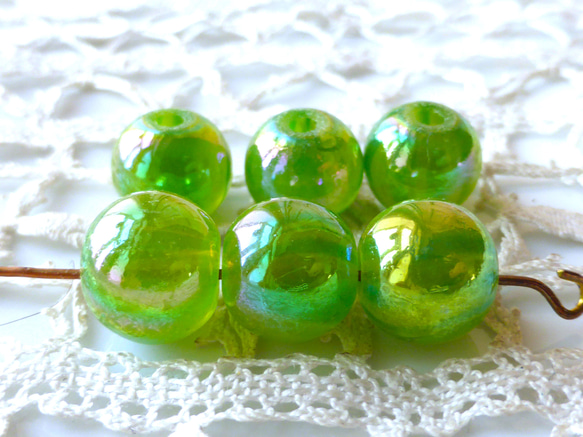 ぽわん　カメレオン　チェコビーズCzech Glass Beads4個