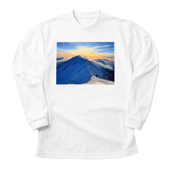 伯耆大山 雪山 長袖Tシャツ ホワイト ドライ 吸水速乾 山 登山