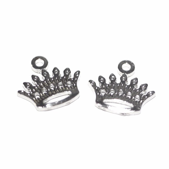 SALE【4個入り】Shinny Crownクラウン光沢シルバーチャーム