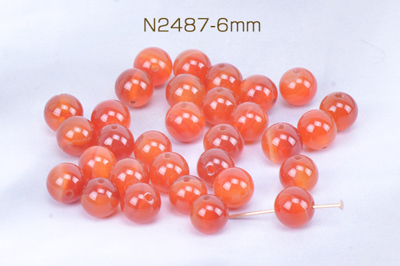 N2487-6mm  60個  天然石ビーズ レッドアゲート 丸玉 6mm  3X（20ヶ）