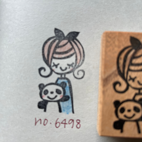 スタンプ　No. 6498パンダとリボンの女の子