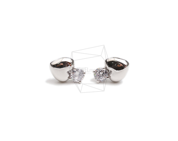 ERG-2334-R【2個入り】ハートキュービックピアス,Heart Cubic Post Earring