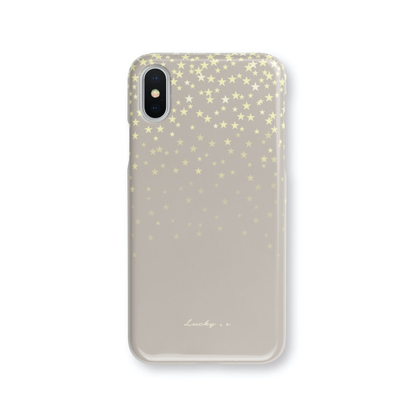 Twinkling Stars★ベージュ　スマホケース/多機種対応/iPhone11Pro/XR/XS/Pixel3