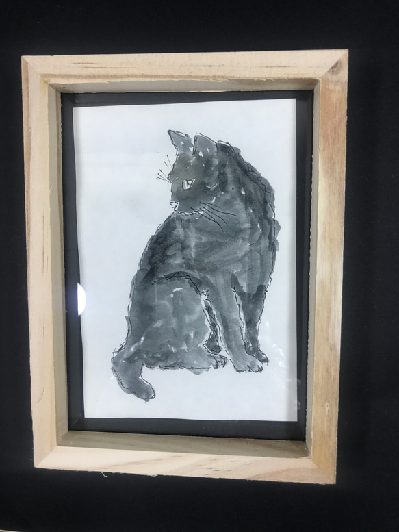 水彩画　原画　　猫　送料込み