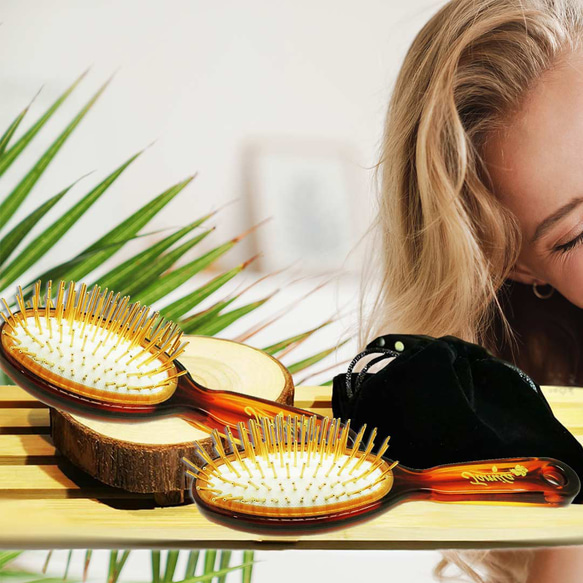 2 Sets Double Thickness 24K Gold Bristles Hair Brush | netsolhost.com