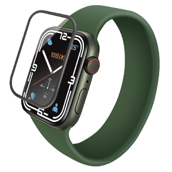 エレコム Apple Watch Series 7(45mm)用フルカバーガラスフィルム 高透明/ブルーライトカット/硬度10H/フルラウンド設計/指紋防止/飛散防止設計 AW-21AFLGGBR