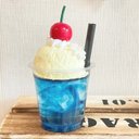 ミニクリームソーダオブジェ　フェイクドリンク　レトロ喫茶　ブルーハワイ　ソーダ