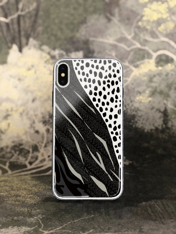 【受注製作】背面強化ガラス仕上げ　iPhone専用ケース『Black & White』