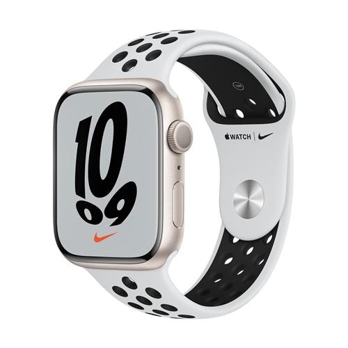 アップル(Apple) MKNA3J/A Apple Watch Nike Series 7(GPSモデル) 45mm スターライトアルミニウムケースとピュアプラチナム/ブラックNikeスポーツバンド レギュラー