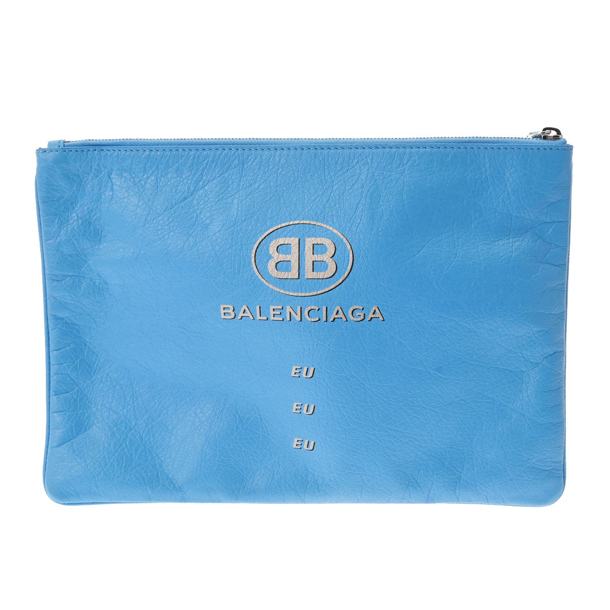 BALENCIAGA バレンシアガ スーパーマーケット ブルー 506794 ユニセックス レザー クラッチバッグ ABランク 中古 