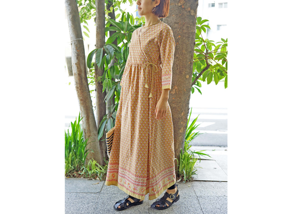 ★SALE【即納可】カシュクール・フラワープリント・ワンピ（NK23-009-beige）