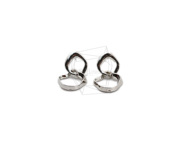 ERG-1625-R【2個入り】ウェーブ·ダブリングピアス,Wave Double Ring Post Earring