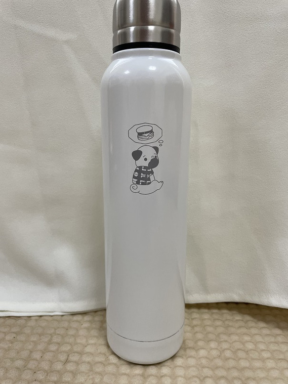 ハンバーガー大好きパグ柄サーモボトル【350ｍｌ】