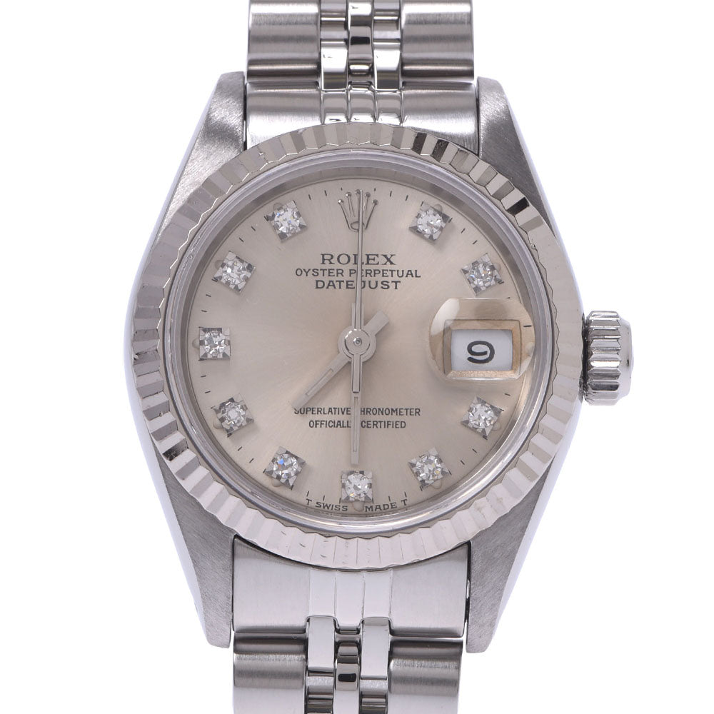 ROLEX ロレックス デイトジャスト 10Pダイヤ 69174G レディース WG/SS 腕時計 自動巻き シルバー文字盤 ABランク 中古 