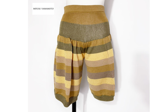 サマーニット✿ライトブラウン ストライプ ハーフパンツ　349 LIGHT BROWN STRIPE  HALF PT