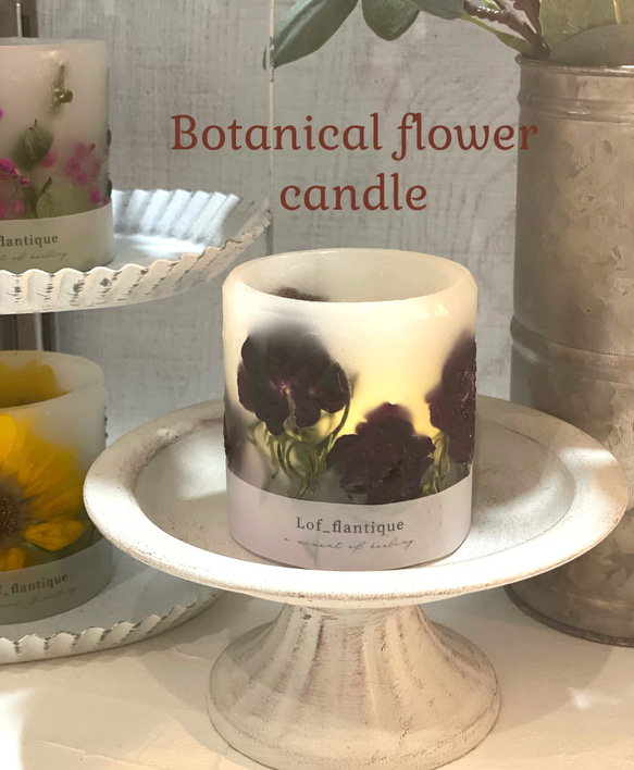 Botanical flower candle(ダークレッドローズ)LEDティーライトキャンドル付き 送料無料