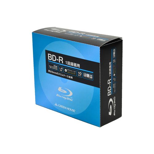 グリーンハウス GH-BDR25A10C 1回録画用BD-R 10枚入りスリムケース