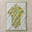 十字架ミニキルト、イースタークロスマグラグ、春クロス壁飾り、spring cross mini quilt, cross wall hanging, キリスト教贈り物