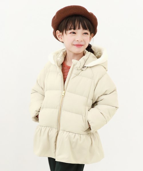 洗える ファイバーダウン ペプラムジャケット 子供服 キッズ ベビー 女の子 アウター ジャケット ダウンジャケット コート