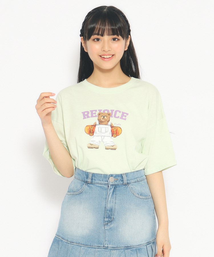 ピンク　ラテ/スケボークマちゃんプリントTシャツ