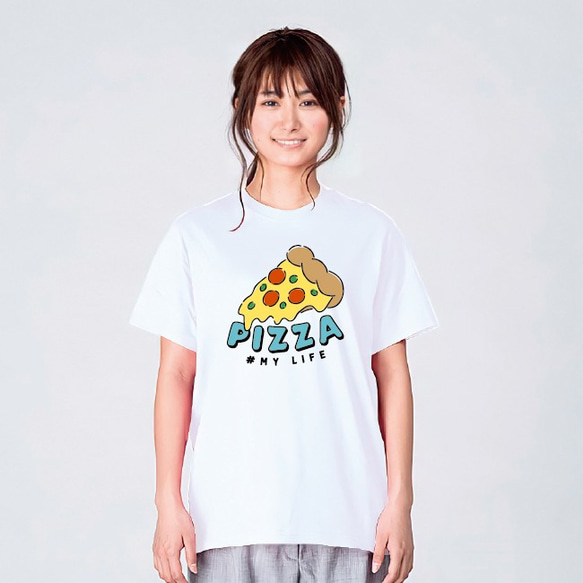 ピザ 食べ物 Tシャツ メンズ レディース かわいい 白 夏 プレゼント 大きいサイズ 綿100% 160 S M L