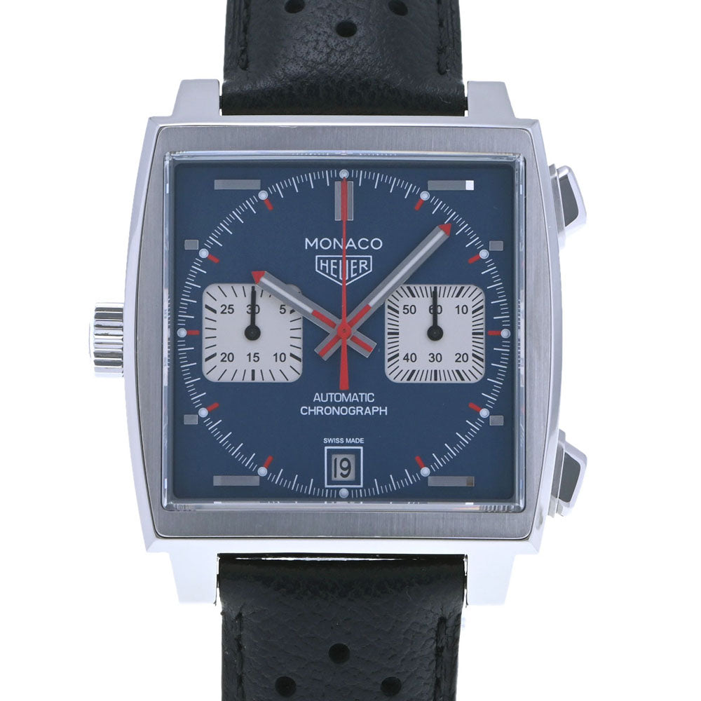 TAG HEUER タグホイヤー モナコ キャリバー11 クロノ CAW211P.FC6356 メンズ SS/革 腕時計 自動巻き 青文字盤 Aランク 中古 