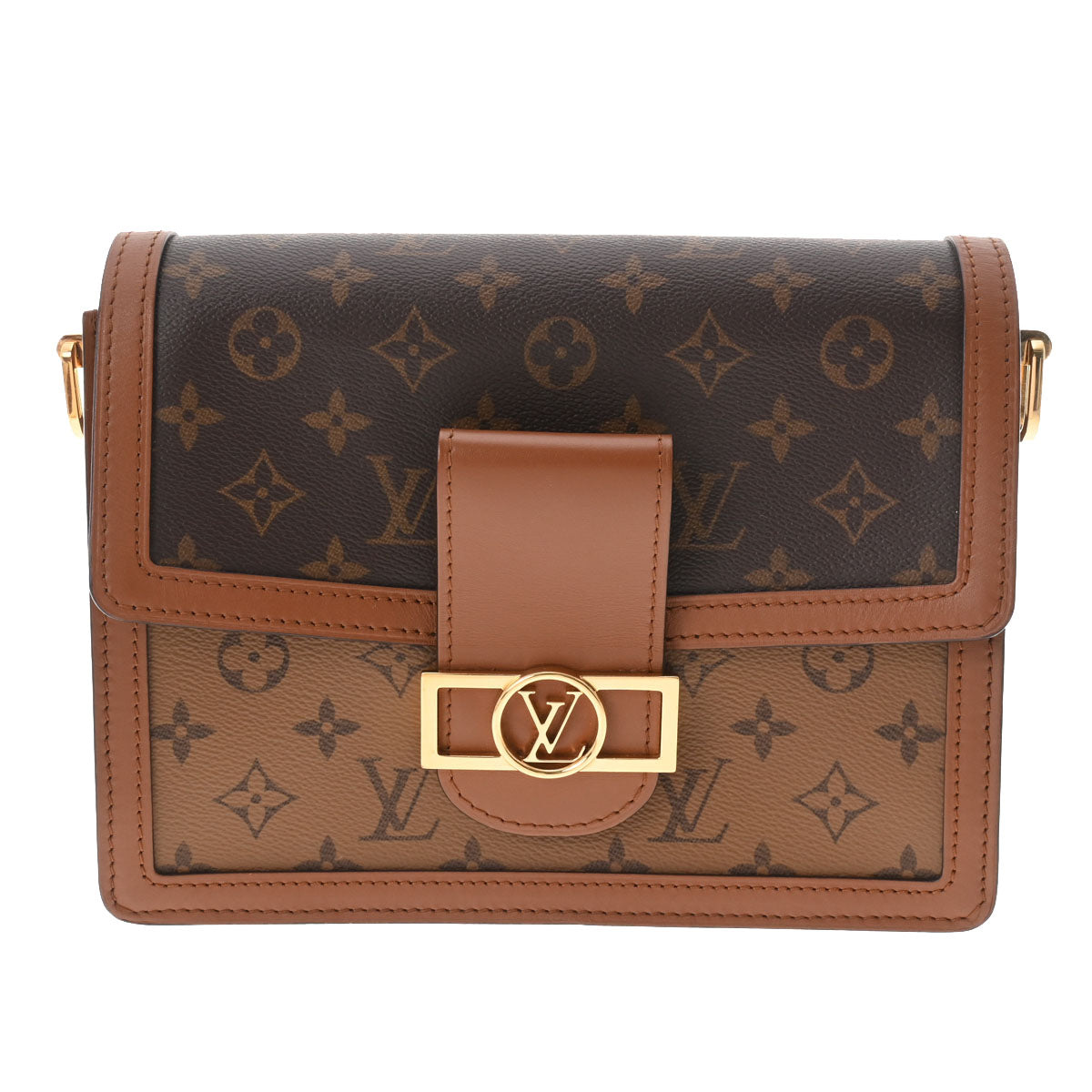 LOUIS VUITTON ルイヴィトン モノグラム リバース ドーフィーヌ MM ブラウン M45958 レディース モノグラムリバースキャンバス ショルダーバッグ Aランク 中古 