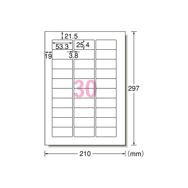 エーワン レーザー用ラベル[水に強いタイプ]A4 30面 20枚 F862458-31375