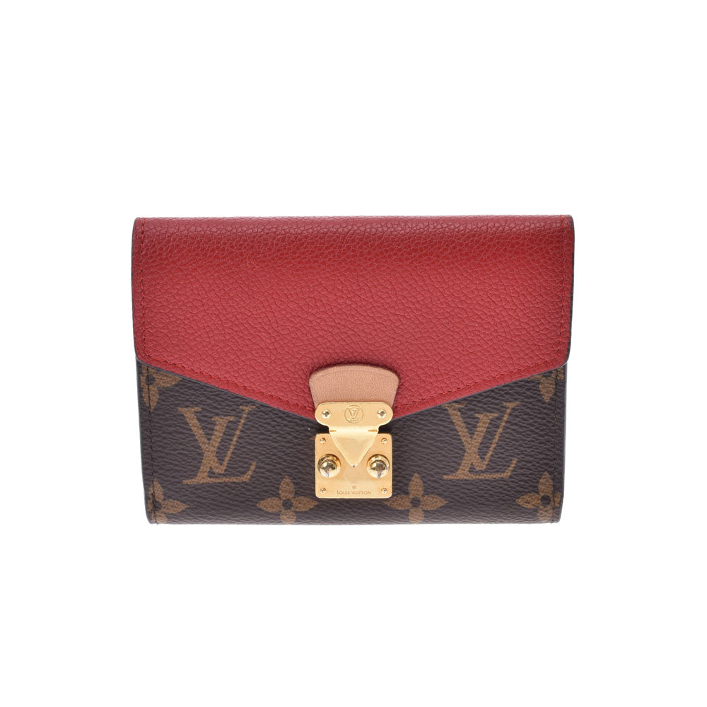 LOUIS VUITTON ルイヴィトン モノグラム ポルトフォイユ パラス コンパクト スリーズ(赤) M67478 レディース モノグラムキャンバス レザー 三つ折り財布 ABランク 中古 