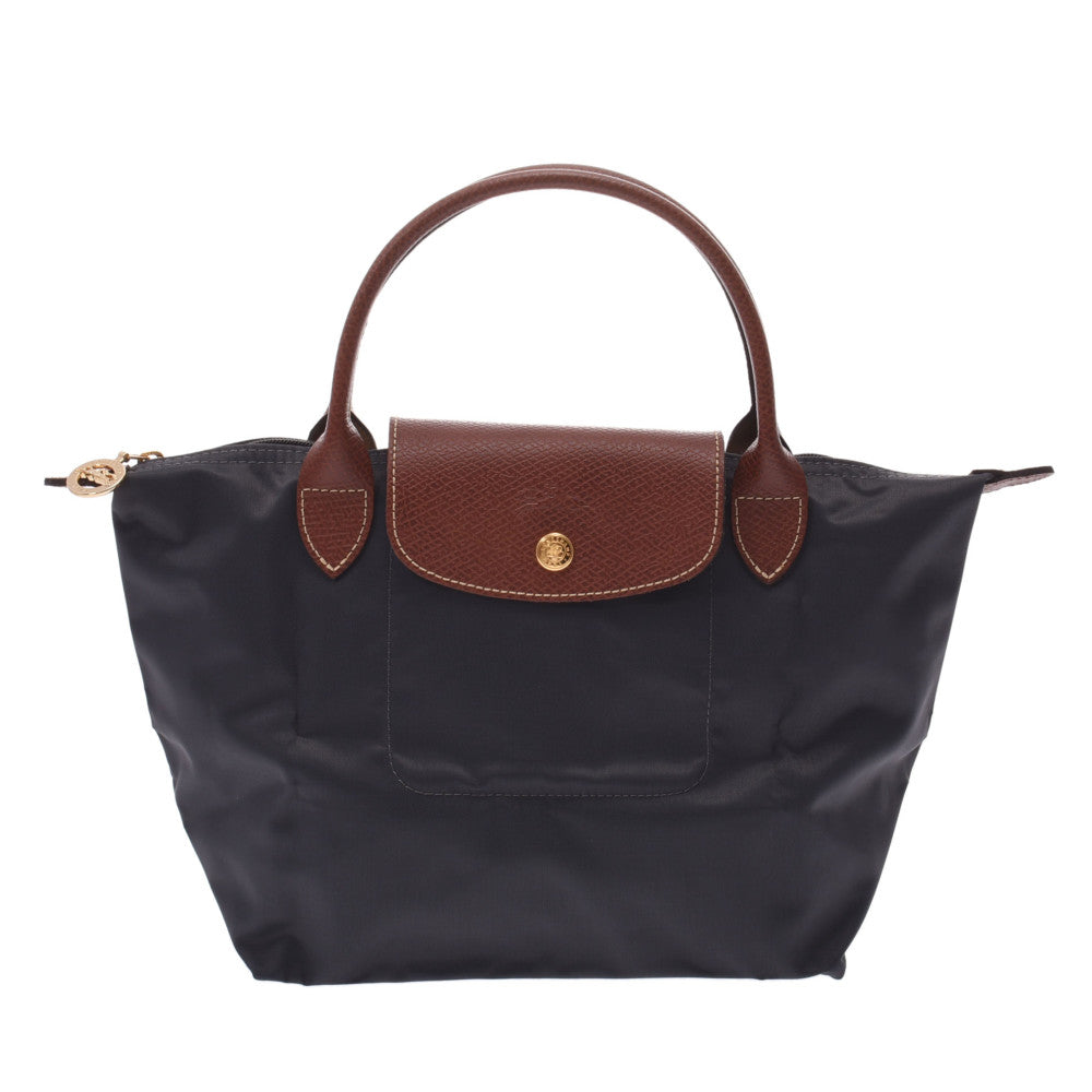 LONGCHAMP ロンシャン ル プリアージュ トップハンドルバッグ S グレー/茶 ゴールド金具 L1621089300 レディース ナイロン/レザー ハンドバッグ 新品 