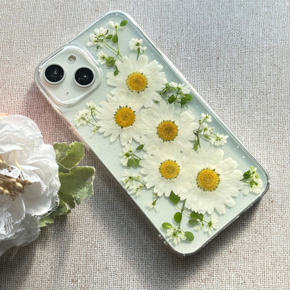 【ほぼ全機種対応スマホケース❁】押し花スマホケース NO.514 押し花＆レジン