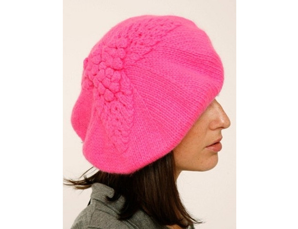 Pink Virgin Wool Leaf Beret