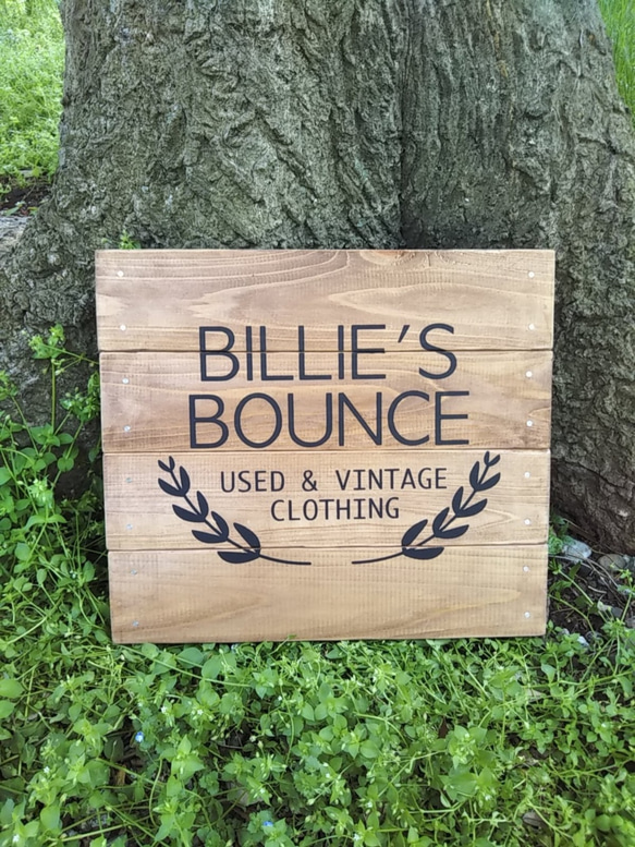 クラシック木製看板◆BILLES BOUNCE◆ / 自然塗装