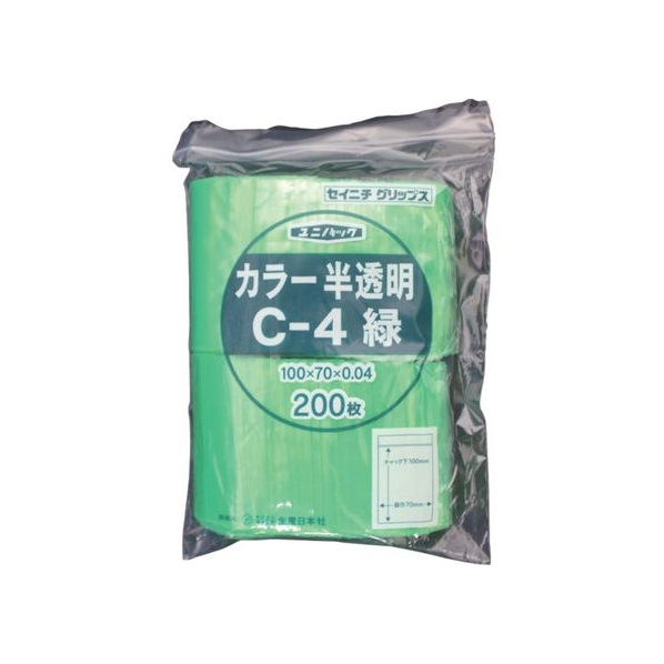 生産日本社（セイニチ） セイニチ/「ユニパック」 C-4 緑 100×70×0.04 (200枚入) FC068GG-3667316