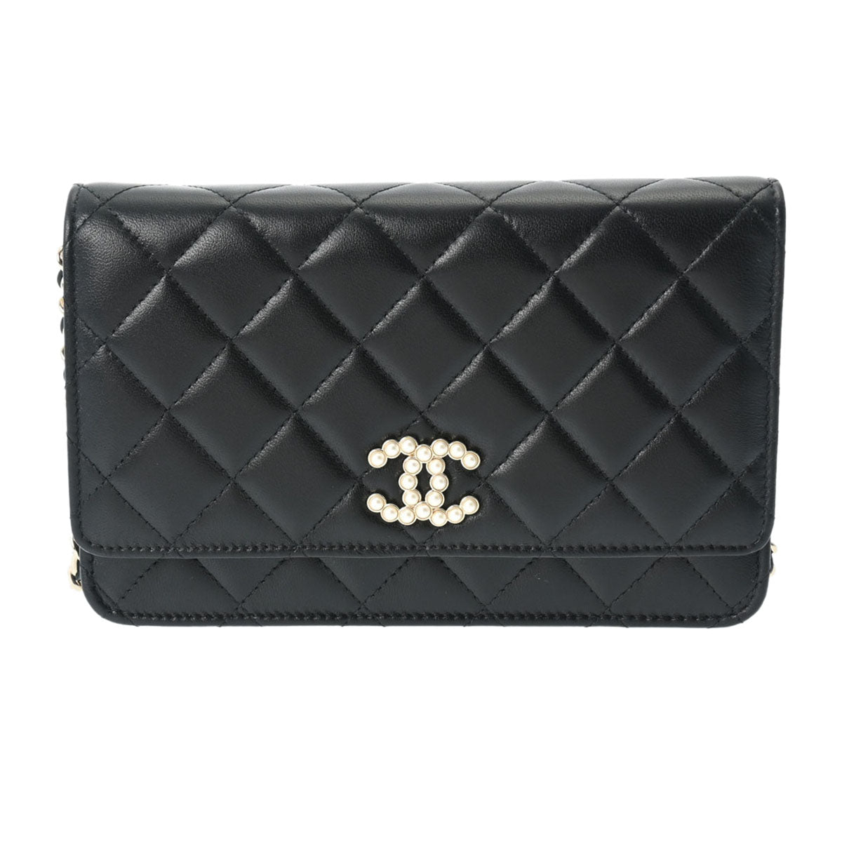 CHANEL シャネル マトラッセ パール チェーンウォレット  黒 シャンパンゴールド金具 A33814 レディース ラムスキン ショルダーバッグ 未使用 