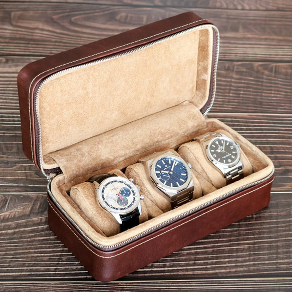 DIBO(ディーボ) Leather Watch Box 3本用 ダークブラウン 腕時計 ケース