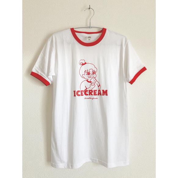 ICE CREAM GIRL Tee / M リンガーTシャツ