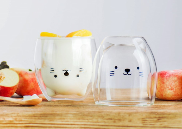 猫の日☆ホットドリンクもOK!! ハンドメイドグラス「ねこ」