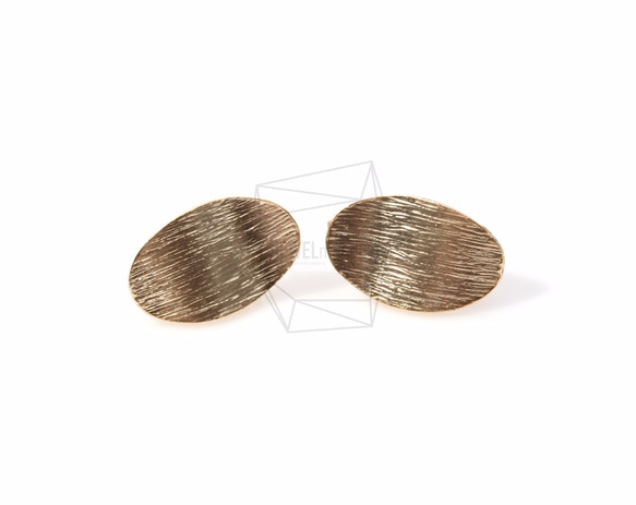 ERG-198-MG【2個入り】ラウンドウエーブピアス,Bent Textured Oval Earring Post