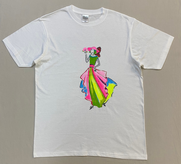 Dress T 手書きファッションイラスト　Tシャツ　蟹座   薄手　Mサイズ