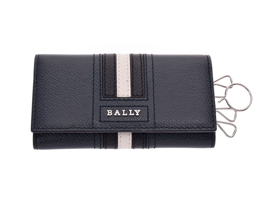 バリー 4連キーケース ネイビー系 メンズ レザー 未使用 美品 BALLY 箱 中古 