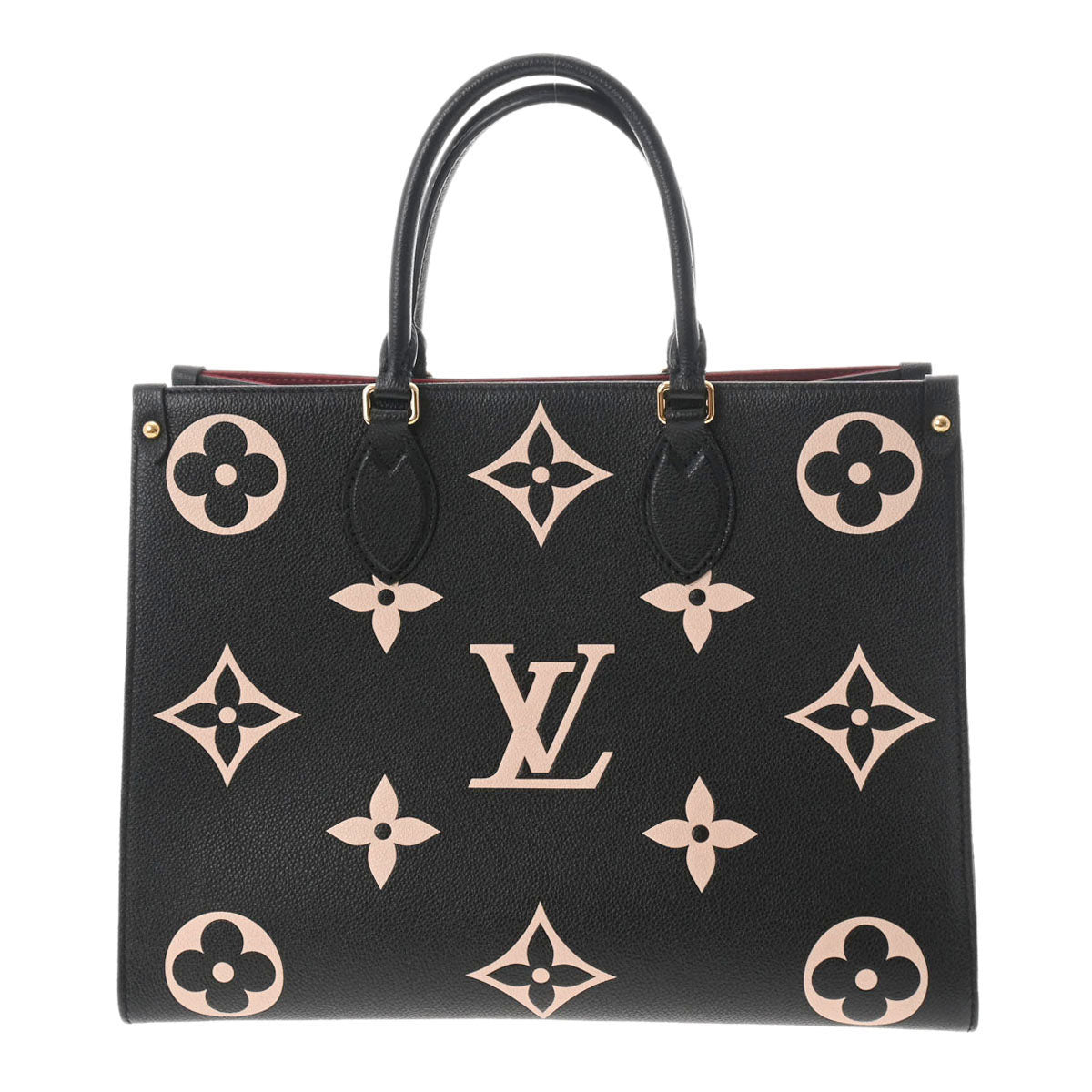 LOUIS VUITTON ルイヴィトン モノグラムアンプラント オンザゴー MM 黒/ベージュ M45495 レディース レザー 2WAYバッグ Aランク 中古 