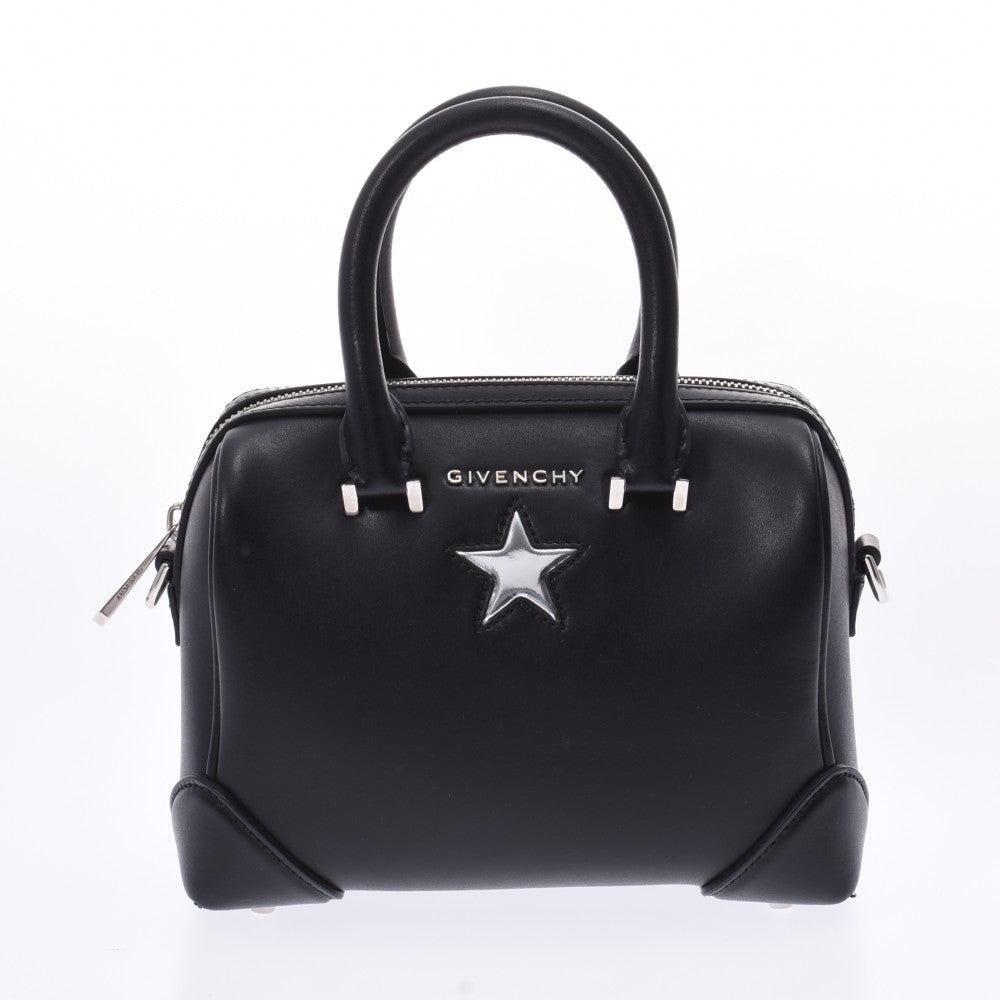 GIVENCHY ジバンシィ ボストンタイプ 星モチーフ 2WAYバッグ 黒 シルバー金具 レディース レザー ハンドバッグ ABランク 中古 