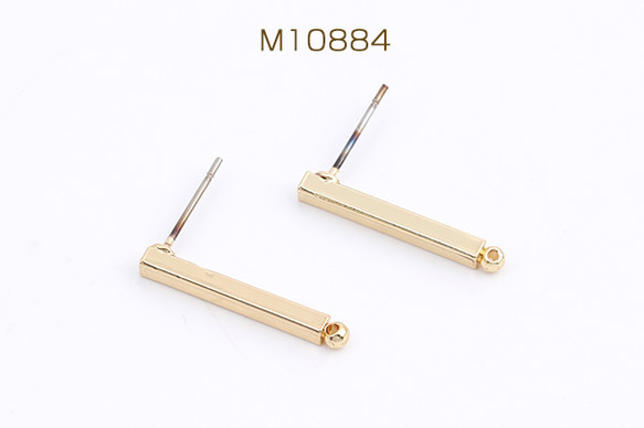 M10884  18個  スティックポストピアス カン付き 2.2×20mm ゴールド  3X（6ヶ）